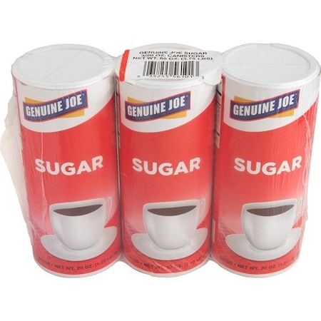 Genuine Joe SUGAR CANISTER, WITH RECLOSABLE LID, 20, 3PK GJO56100